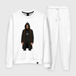 Костюм хлопковый женский Bones с огромной цепью, цвет: белый