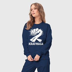 Костюм хлопковый женский Крав-мага кулак, цвет: тёмно-синий — фото 2