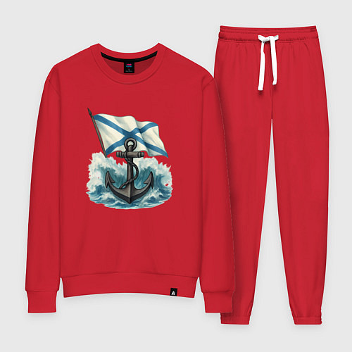Женский костюм ВМФ якорь и волны / Красный – фото 1