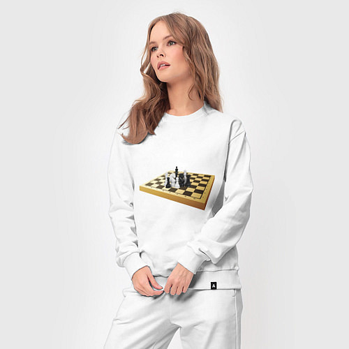 Женский костюм Шахматные фигуры на деревянной доске / Белый – фото 3