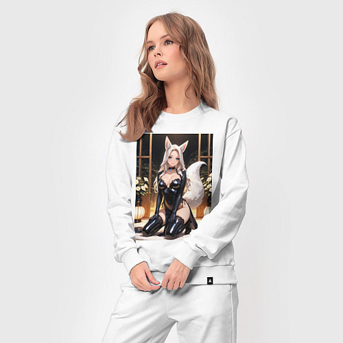 Женский костюм Белая лисица в откровенном наряде / Белый – фото 3