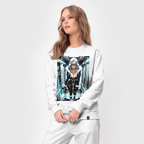 Женский костюм Черная кошка в сейфе банка / Белый – фото 3