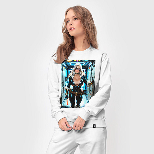 Женский костюм Черная кошка в сейфе банка / Белый – фото 3