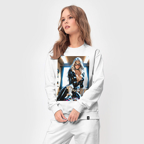 Женский костюм Черная кошка в комнате / Белый – фото 3