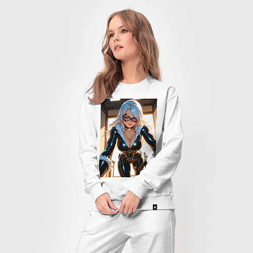 Женский костюм Черная кошка в комнате / Белый – фото 3