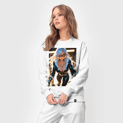 Женский костюм Черная кошка в комнате / Белый – фото 3