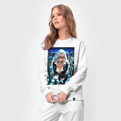 Костюм хлопковый женский Черная кошка на крыше, цвет: белый — фото 2