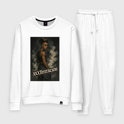 Костюм хлопковый женский XXXTentacion и облака дыма, цвет: белый