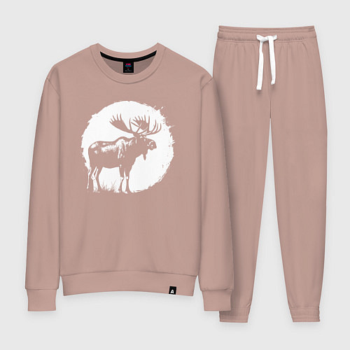 Женский костюм Лось в круге / Пыльно-розовый – фото 1