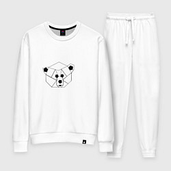 Костюм хлопковый женский Геометрическая морда медведя, цвет: белый