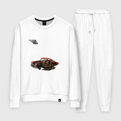 Костюм хлопковый женский Летающая машина, ретрофутуризм, цвет: белый