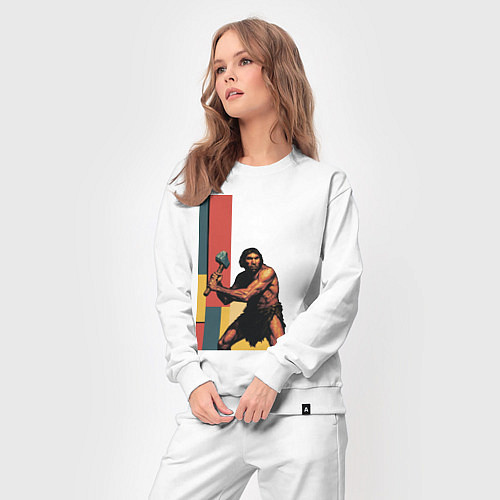 Женский костюм Поп-арт неандерталец / Белый – фото 3