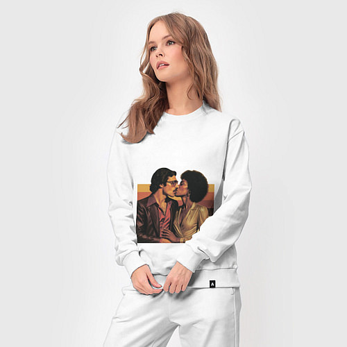 Женский костюм Поцелуй поп-арт диско 1970-е / Белый – фото 3