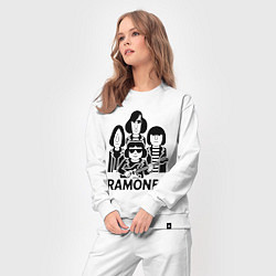 Костюм хлопковый женский Ramones силуэты, цвет: белый — фото 2