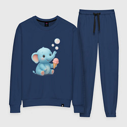 Костюм хлопковый женский Маленький слоненок с мороженым, цвет: тёмно-синий