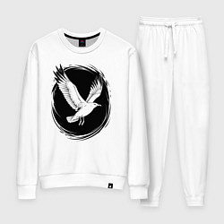 Костюм хлопковый женский Чайка в черном круге, цвет: белый
