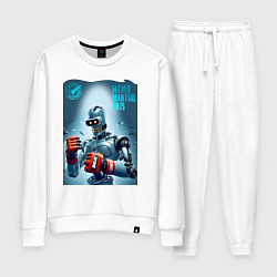 Костюм хлопковый женский Bender bending robot - mixed martial artist, цвет: белый
