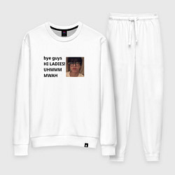 Костюм хлопковый женский Субин TXT Bye guys Hi ladies, цвет: белый