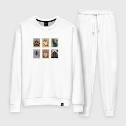 Женский костюм Символы Хэллоуина тыква привидение и черный кот