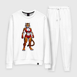 Костюм хлопковый женский Спортивная тигрица, цвет: белый