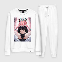 Костюм хлопковый женский Милая улыбающаяся коровка, цвет: белый