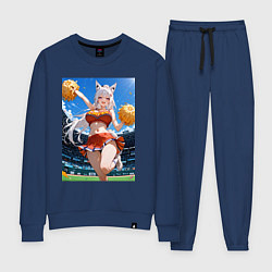 Костюм хлопковый женский Кошка-болельщица, цвет: тёмно-синий