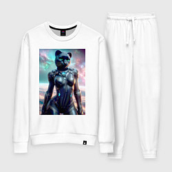 Костюм хлопковый женский Пантера-девушка космонавт, цвет: белый