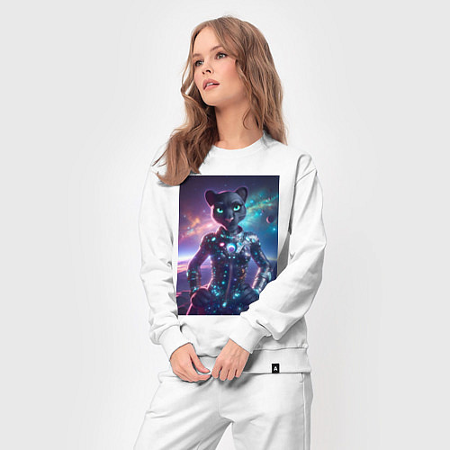 Женский костюм Космическая пантера - неоновое свечение / Белый – фото 3