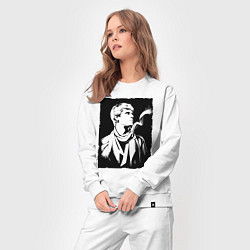 Костюм хлопковый женский Есенин в стиле стрит-арт, цвет: белый — фото 2