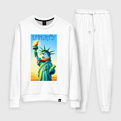 Костюм хлопковый женский Статуя свободы - Дональд Дак, цвет: белый