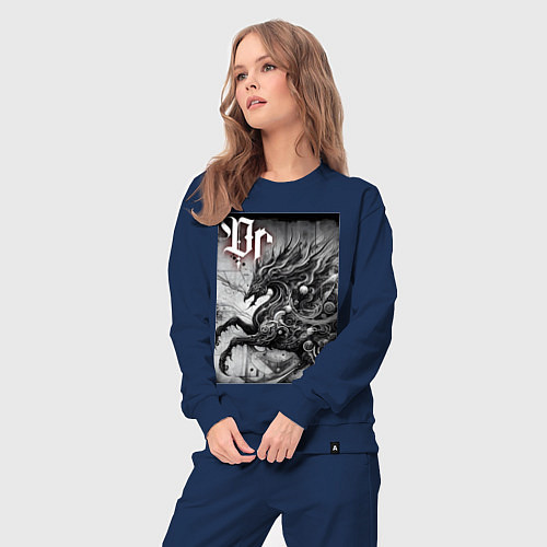 Женский костюм Симбиот конь-дракон - фантазия / Тёмно-синий – фото 3