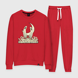 Костюм хлопковый женский Два духа под луной, цвет: красный