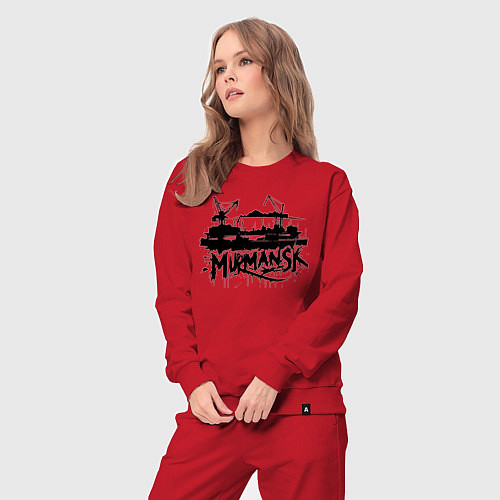 Женский костюм Мурманск порт с кранами / Красный – фото 3
