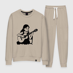 Костюм хлопковый женский Классическая гитаристка аниме, цвет: миндальный