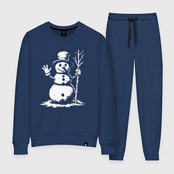 Костюм хлопковый женский Снеговик приветливый, цвет: тёмно-синий