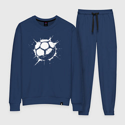 Костюм хлопковый женский Футбольный мяч в белой краске, цвет: тёмно-синий
