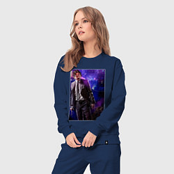 Костюм хлопковый женский Джон Уик - Киану Ривз, цвет: тёмно-синий — фото 2