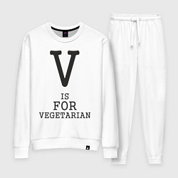 Костюм хлопковый женский V is for VEGETARIAN, цвет: белый