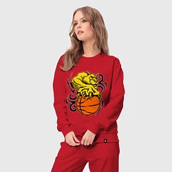 Костюм хлопковый женский Тигр с мячом, цвет: красный — фото 2