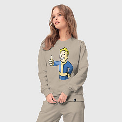 Костюм хлопковый женский Fallout vault boy, цвет: миндальный — фото 2