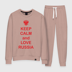 Костюм хлопковый женский Keep Calm & Love Russia, цвет: пыльно-розовый