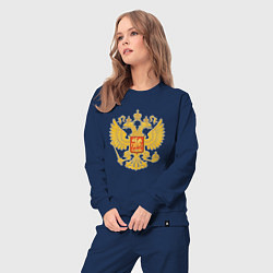 Костюм хлопковый женский Герб России: золото, цвет: тёмно-синий — фото 2