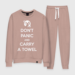 Костюм хлопковый женский Dont panic & Carry a Towel, цвет: пыльно-розовый
