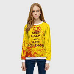 Свитшот женский Keep Calm & Hate Pokemons, цвет: 3D-белый — фото 2