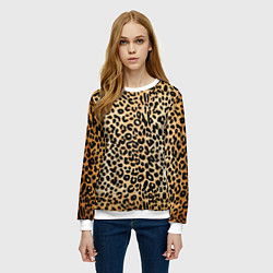 Свитшот женский Гепард (шкура), цвет: 3D-белый — фото 2