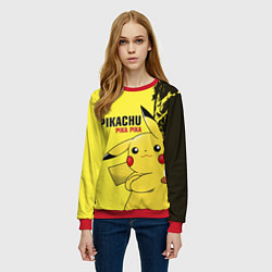 Свитшот женский Pikachu Pika Pika, цвет: 3D-красный — фото 2