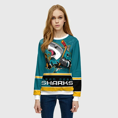 Женский свитшот San Jose Sharks / 3D-Белый – фото 3