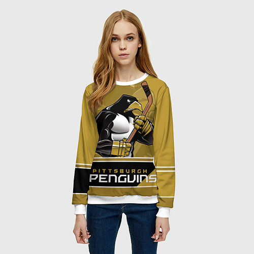 Женский свитшот Pittsburgh Penguins / 3D-Белый – фото 3