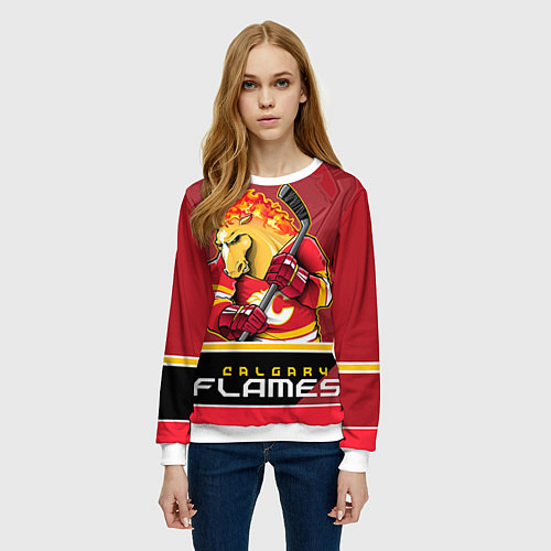 Женский свитшот Calgary Flames / 3D-Белый – фото 3