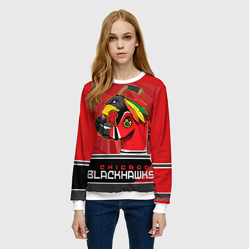 Женский свитшот Chicago Blackhawks / 3D-Белый – фото 3